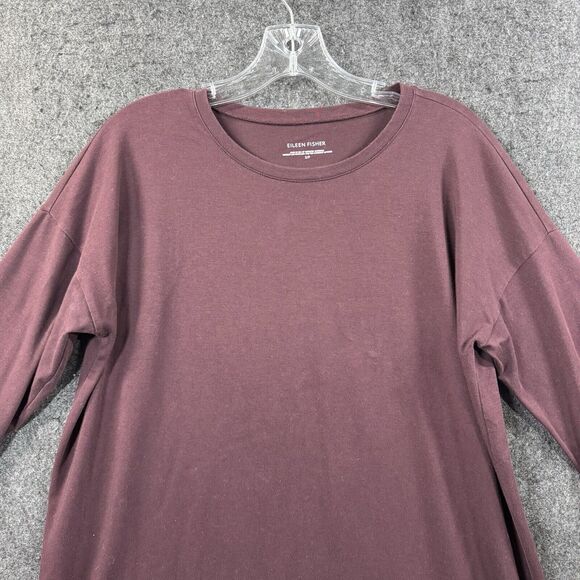 Eileen Fisher Top Women's Small Maroon Boxy Tunic Stretch USA Made - Picture 2 of 7